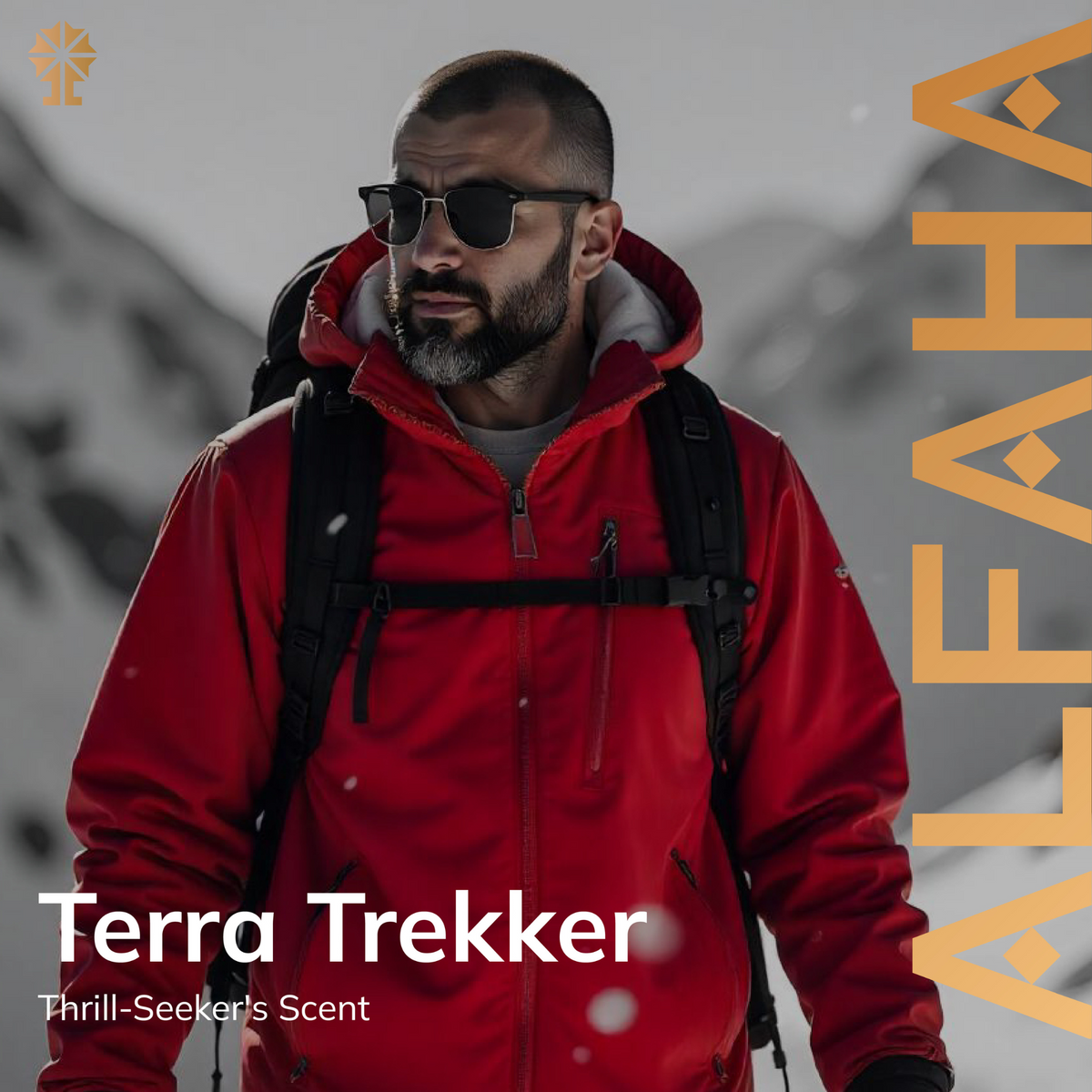 ALFAHA™ Terra Trekker in action – the perfect fragrance for outdoor enthusiasts, providing strength and vitality for thrilling adventures.