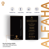 ALFAHA™ Terra Trekker packaging – a bold and energizing fragrance designed to accompany every outdoor adventure with earthy and woody notes.