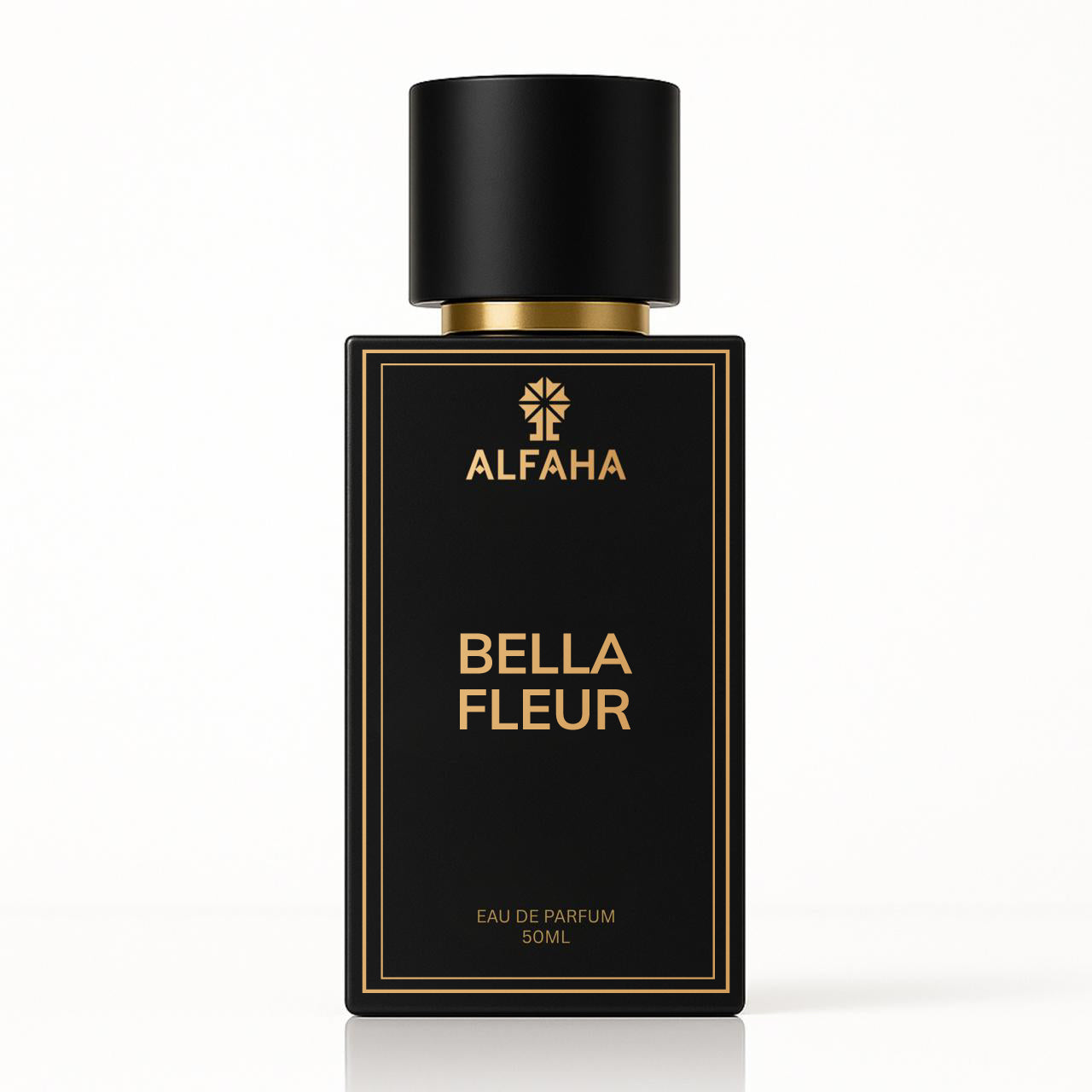 Bella Fleur by ALFAHA – 50ml women’s perfume bottle, floral powdery Eau de Parfum on white background
