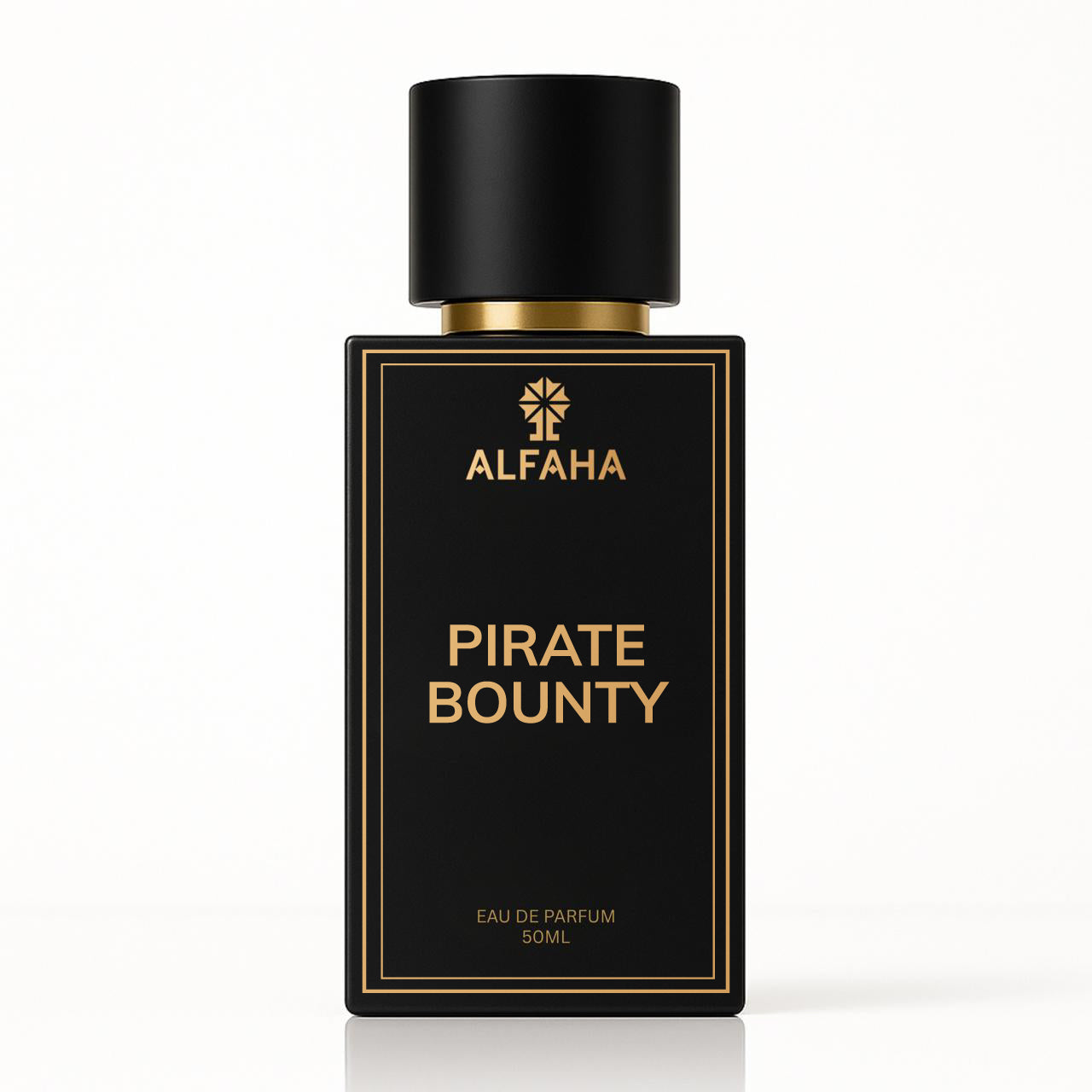 Pirate Bounty by ALFAHA – 50ml men’s perfume bottle, spicy woody Eau de Parfum on white background