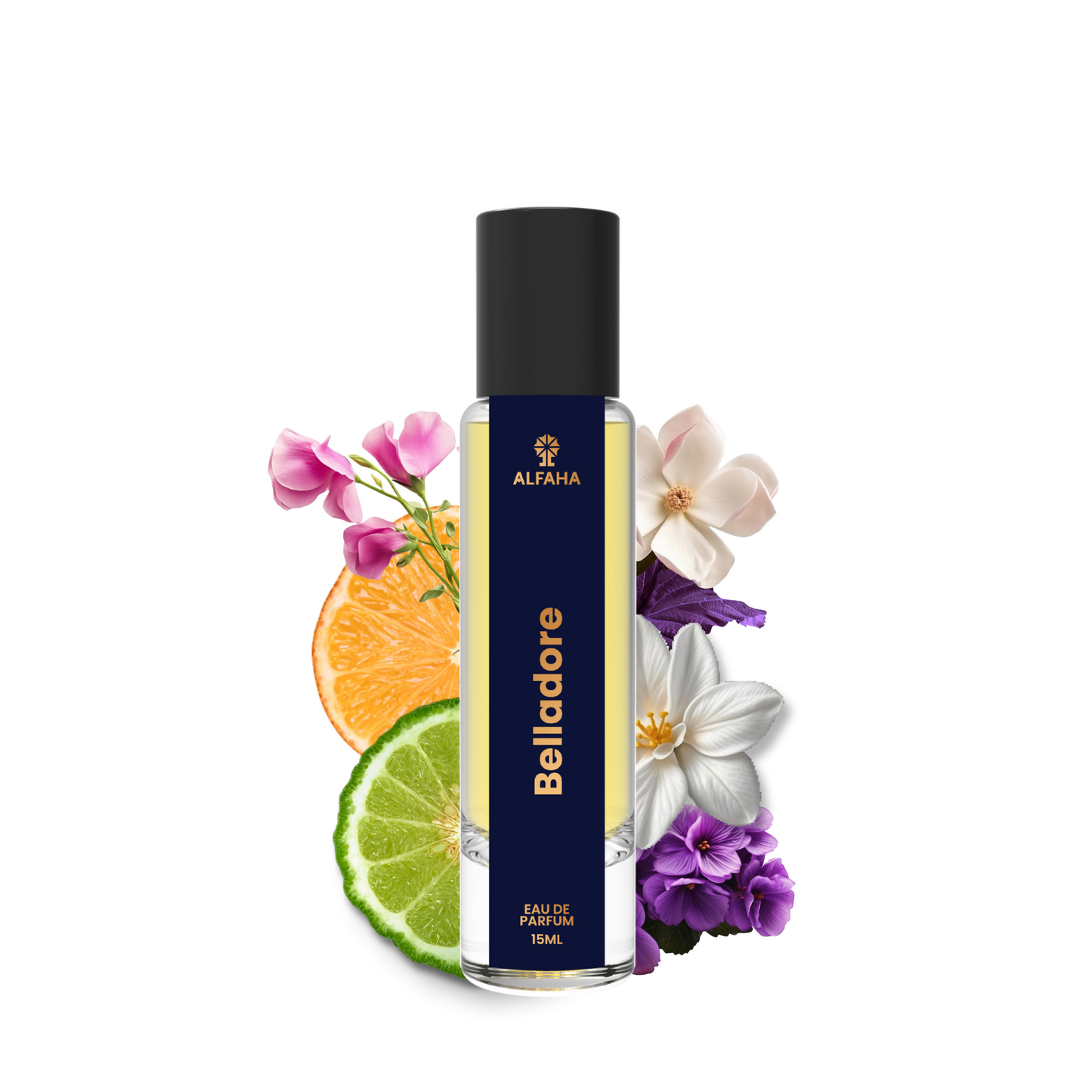 ALFAHA™ Belladore Eau De Parfum 15ml Pocket Perfume – a luxurious, floral-fruity fragrance for women, crafted for lasting romance and elegance.