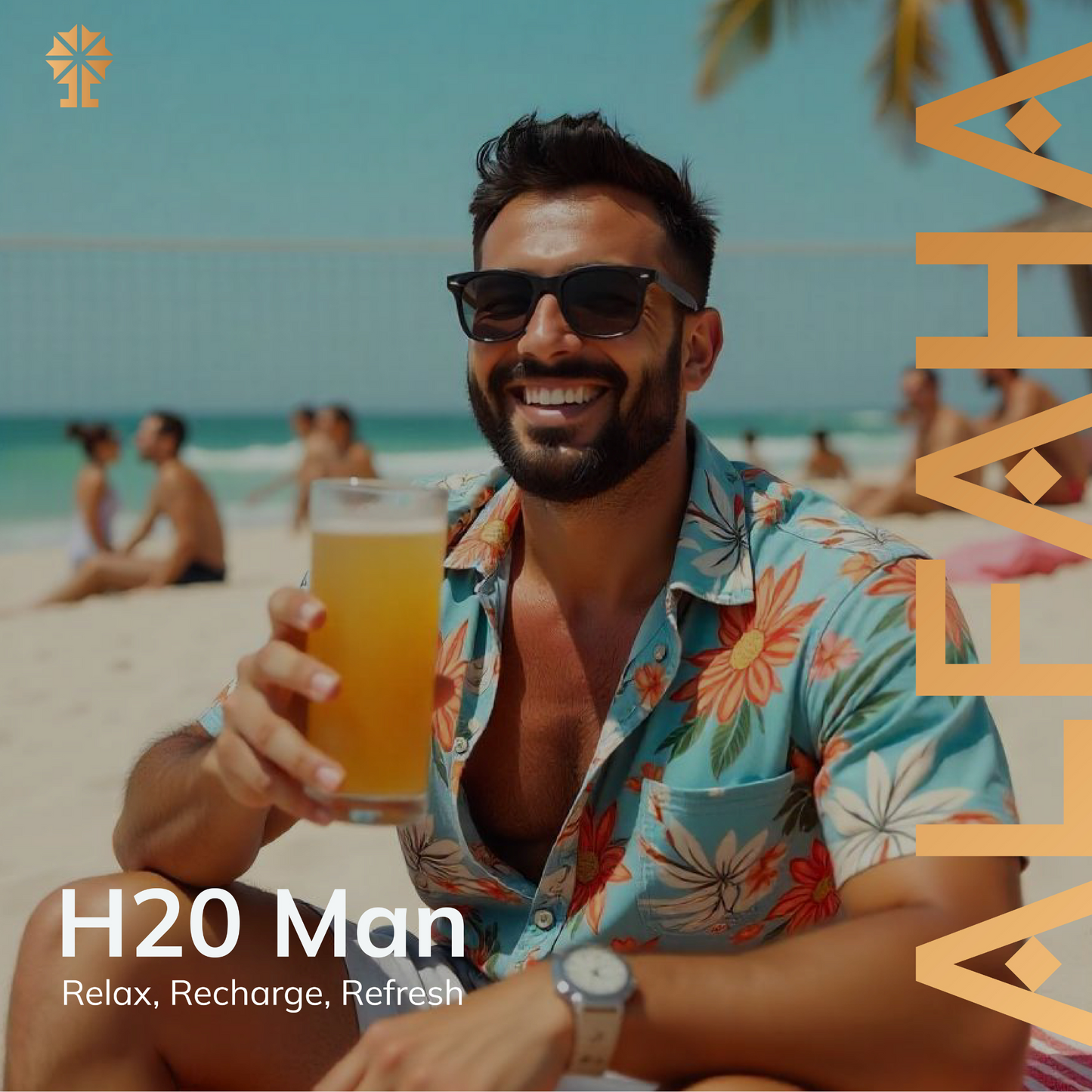 ALFAHA™ H2O Man captured in an outdoor, coastal setting – the ideal fragrance for beach vacations, tropical adventures, or refreshing summer days.