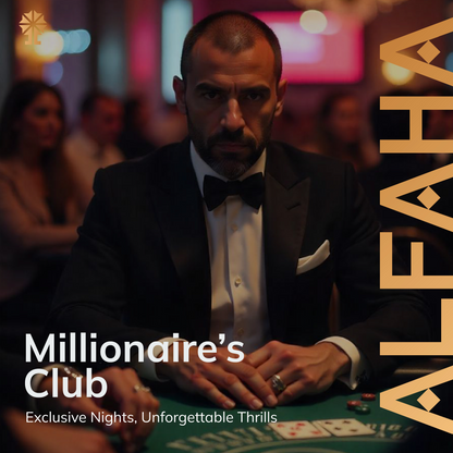 ALFAHA™ Millionaire Club in an upscale, lively setting – perfect for nights out, social events, or glamorous gatherings.