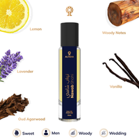 Nawab Shahi scent profile – opens with bright lemon and calming lavender, deepens with resin, and finishes with oud, woods, and sweet vanilla.