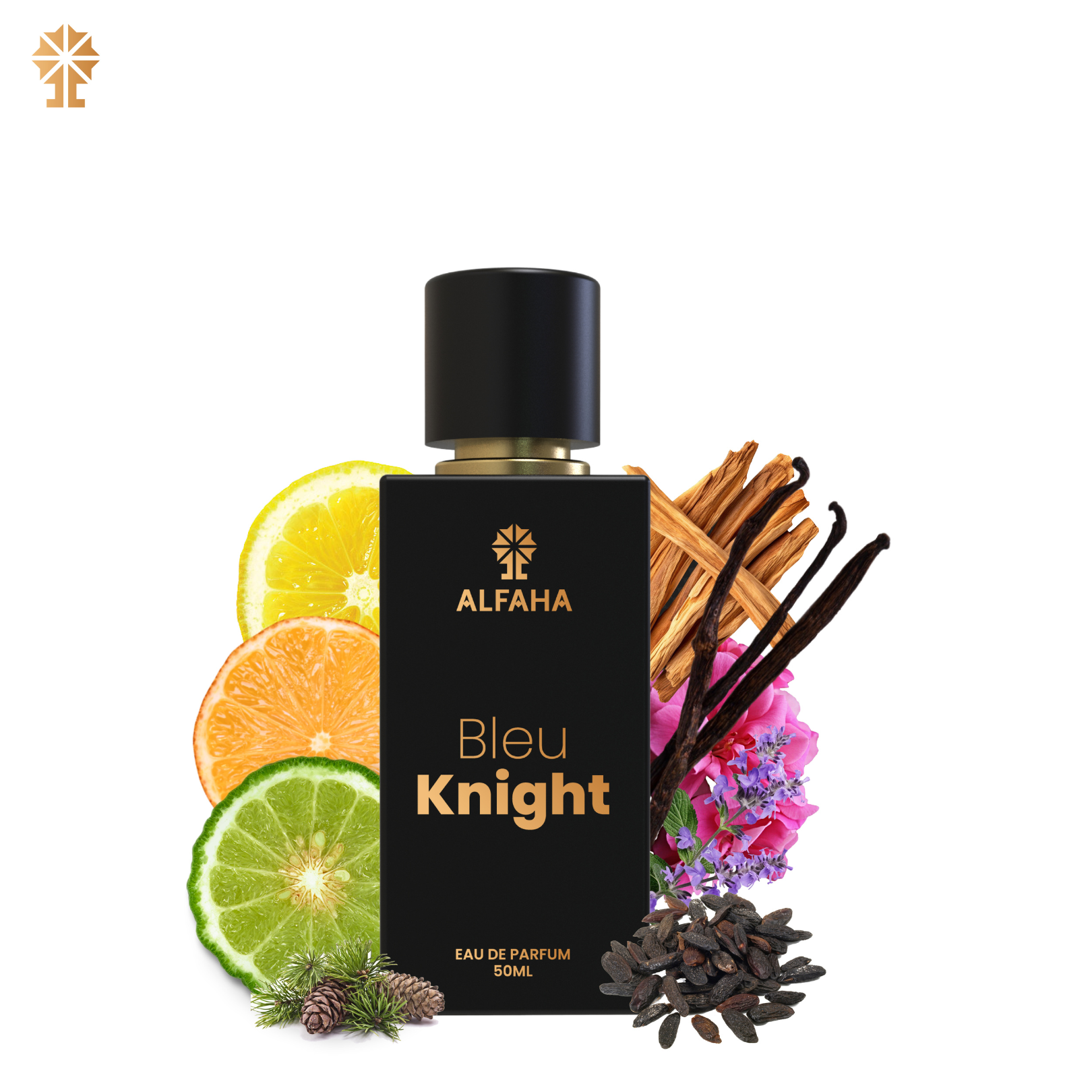 ALFAHA™ Bleu Knight Eau De Parfum 50ml bottle – a sophisticated fragrance for the modern man who values professionalism and elegance.