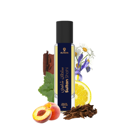 ALFAHA™ Sultan Shahi Eau De Parfum 15ml bottle – a luxurious fragrance designed for the groom who wants to feel regal on his wedding day.