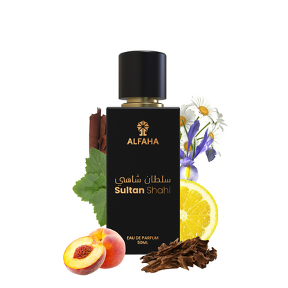 ALFAHA™ Sultan Shahi Eau De Parfum 50ml bottle – a luxurious fragrance designed for the groom who wants to feel regal on his wedding day.