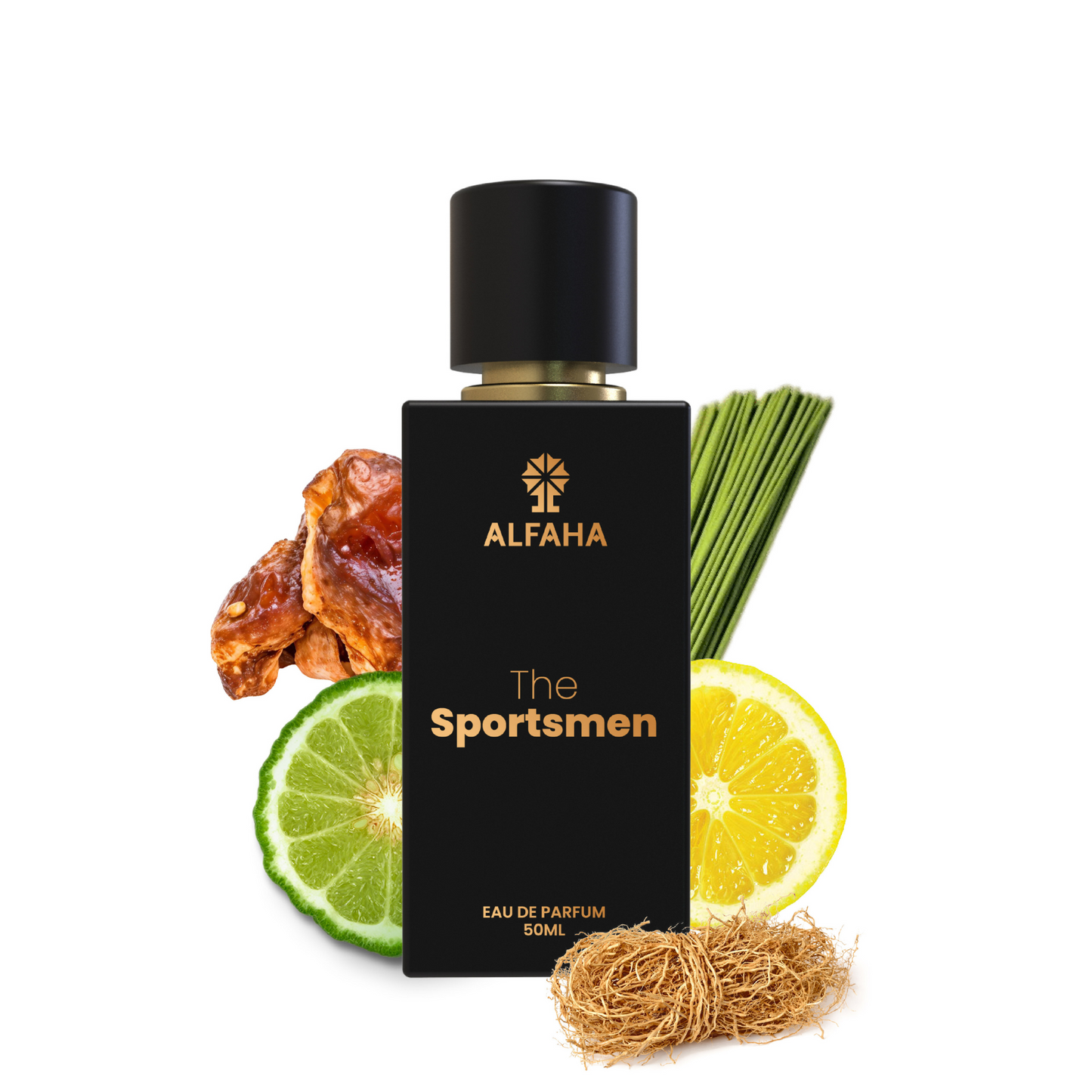 ALFAHA™ The Sportsmen Eau De Parfum 50ml bottle – the ultimate fragrance for athletes, with energizing citrus and grounding woody notes to fuel your fitness journey.