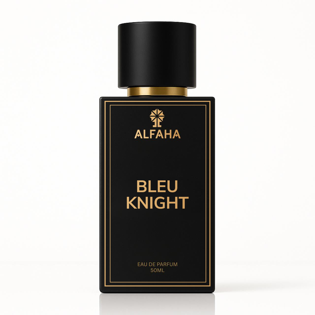 Bleu Knight by ALFAHA – 50ml men’s perfume bottle, citrus woody Eau de Parfum on clean white background
