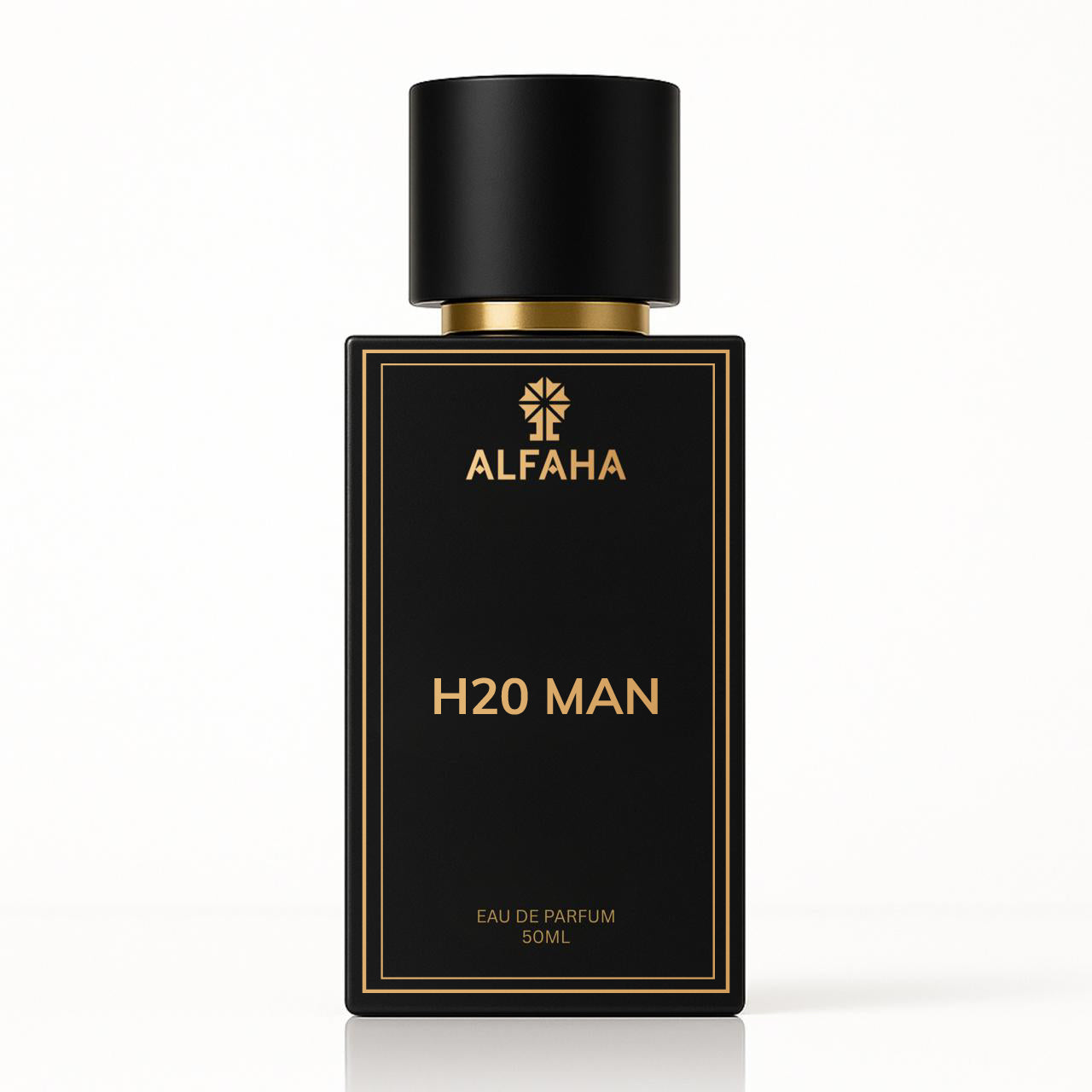 H2O Man by ALFAHA – 50ml men’s perfume bottle, fresh aquatic Eau de Parfum on white background
