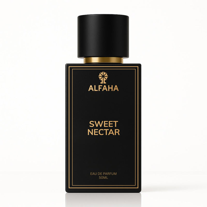 Sweet Nectar by ALFAHA – 50ml women’s perfume bottle, fruity floral Eau de Parfum on white background